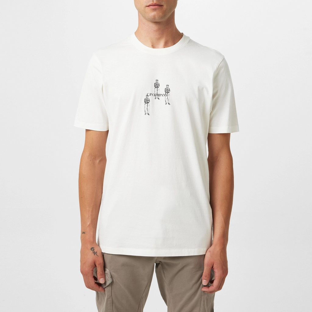 CP Company Graphic Print T Shirt - Gauze White 103